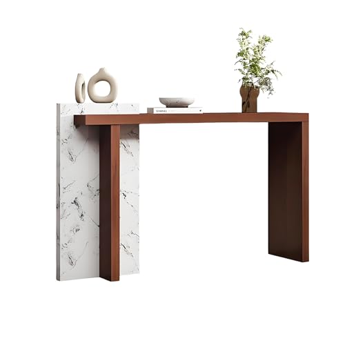 Schmaler Konsolentisch French Light Luxury Solid Wood Beistelltisch Black Frame Antis Collision Beistelltisch für Flur, Schlafzimmer, Wohnzimmer, Foyer(Brown,140 * 35 * 85cm) von Generic