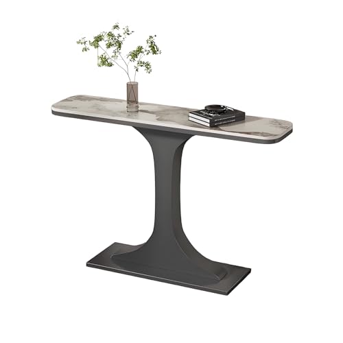 Schmaler Konsolentisch für Eingangsbereich und Flur mit Steinplatte Verdicktem Breitem Sockel Geeignet für Flure Hallen, Einfachs zu Montieren, Stabil(Brown,100 * 30 * 80cm) von Generic