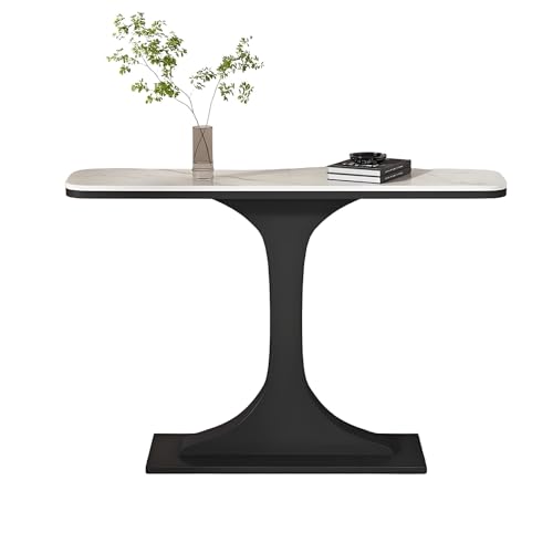 Schmaler Konsolentisch für Eingangsbereich und Flur mit Steinplatte Verdicktem Breitem Sockel Geeignet für Flure Hallen, Einfachs zu Montieren, Stabil(White,120 * 30 * 80cm) von Generic