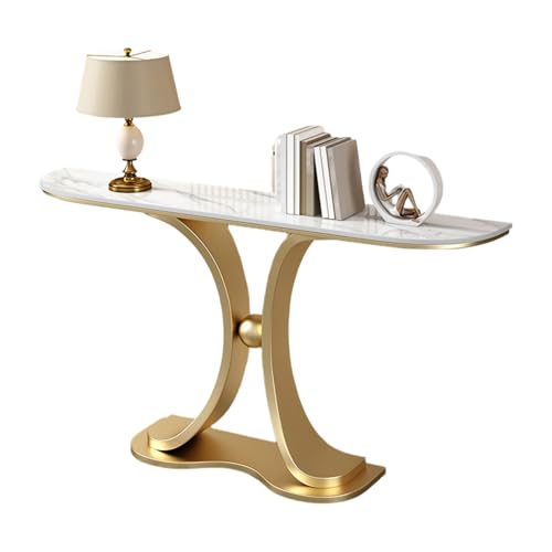 Schmaler Konsoletisch Moderne Optik Schmales Sideboard für Flur und Kleine Räume, Stabiles Metallgestell, für Flur, Wohnzimmer, Eingangsbereich, Schlafzimmer(Gold B,100 x 30 x 80 cm) von Generic