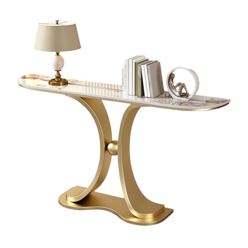 Schmaler Konsoletisch Moderne Optik Schmales Sideboard für Flur und Kleine Räume, Stabiles Metallgestell, für Flur, Wohnzimmer, Eingangsbereich, Schlafzimmer(Gold C,100 x 30 x 80 cm) von Generic