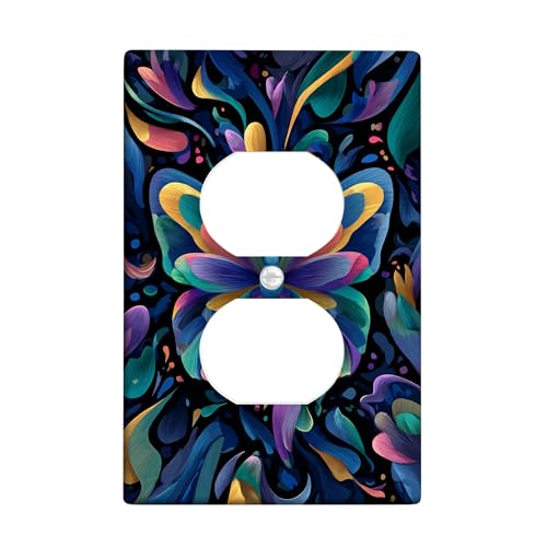 Schmetterling-Lichtschalter-Abdeckplatten/Steckdosenabdeckungen, buntes Blumen-Design für Wanddekoration, thermoplastische Wandplatten, Standardgröße, Einzel-Duplex-Steckdose Schmetterling-Lichtschalter-Abdeckplatten/Steckdosenabdeckungen, buntes Blumen-Design für Wanddekoration, thermoplastische Wandplatten, Standardgröße, Einzel-Duplex-Steckdose von Generic