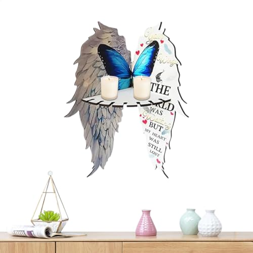 Schmetterlings-Flügel-Eckregal – Schwebendes Holz-Aufbewahrungsregal, Engelsflügel- | Schwebende Eckregale aus Holz, Boho-Wanddekor-Display-Ständer, stilvolle Regale für Schlafzimmer & Zuhause von Generic