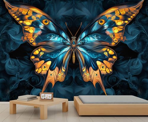 Schmetterlings Wandbild Abstrakte Tapete Bunte Wandtapete Mehrfarbig Wandpapier für Schlafzimmer Wohnzimmer Poster 490 X 350 cm von Generic