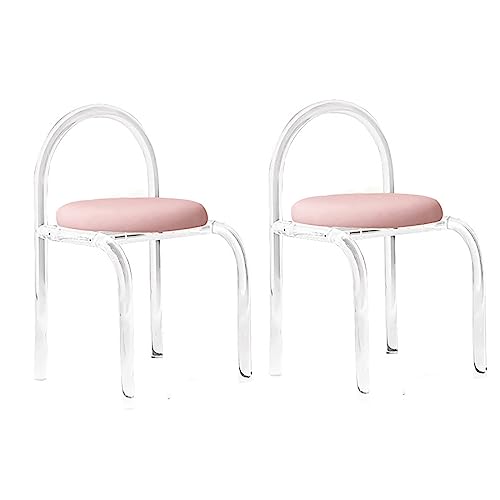 Schminkstuhl, 2er-Set, Moderne Esszimmerstühle aus Acryl, mit Samtpolsterung und transparenten Beinen, stilvolle Akzentstühle ohne Armlehnen für Esszimmer, Küche oder Schlafzimmer, schicke W von Generic