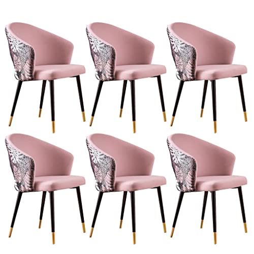 Schminkstuhl, Moderne Esszimmerstühle, 6er-Set, Metallbeine, Sitzfläche aus Samt, bestickte Rückenlehne, stilvolle Küchen-, Wohnzimmer- und Schlafzimmermöbel, pfirsichrosa Esszimmerstühle fü von Generic