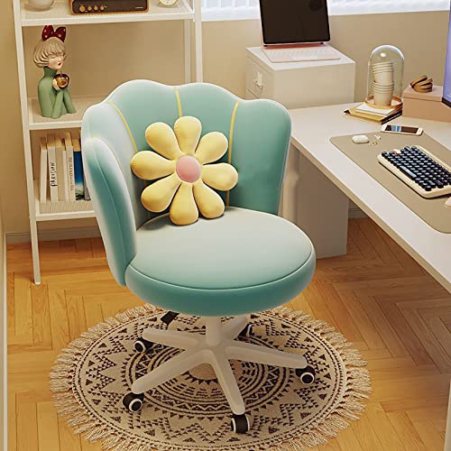 Schminkstuhl, moderner Bürodrehstuhl aus Samt – Gaming- und Schminkzimmerstuhl mit Rädern, höhenverstellbar, süßes Blumendesign für Mädchen, stilvolle Computertischmöbel von Generic