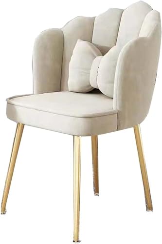 Schminkstuhl, moderner Home-Office-Stuhl mit großem Schalendesign und Metallbeinen, hübscher Schreibtisch-, ESS-, Schmink-, Kommode-, Wohnzimmer- und Freizeitstuhl mit Kissen, Schlafzimmer- von Generic
