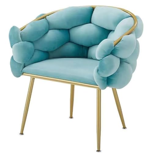 Schminkstuhl, moderner luxuriöser Akzentstuhl aus flauschigem Samt mit goldenen Metallbeinen, eleganter Sessel für Schlafzimmer, Wohnzimmer, Café oder Schminktisch, weißer Schminksessel von Generic