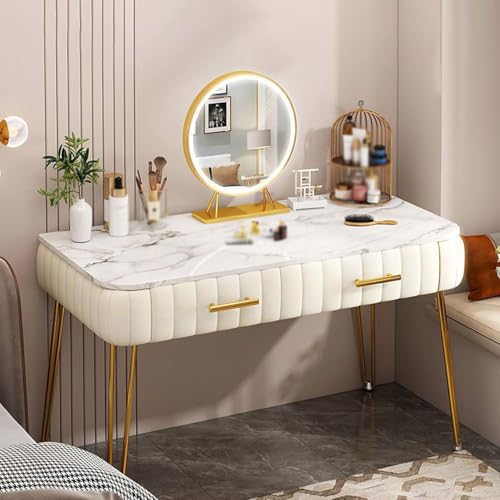Schminktisch Mit Led-Spiegel Für Das Schlafzimmer, Schminktisch Mit Geräumiger Schiebeschublade, 3 Beleuchtungsmodi, Beige, 100cm/39in Schminktisch Mit Led-Spiegel Für Das Schlafzimmer, Schminktisch Mit Geräumiger Schiebeschublade, 3 Beleuchtungsmodi, Beige, 100cm/39in von Generic