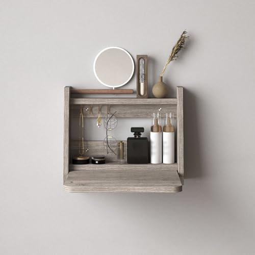 Schminktisch aus Holz, Wandmontage, Schminktisch mit Spiegel, kompaktes Schminktisch-Set für Damen und Mädchen, ideal für Schlafzimmer und Wohnzimmer Schminktisch aus Holz, Wandmontage, Schminktisch mit Spiegel, kompaktes Schminktisch-Set für Damen und Mädchen, ideal für Schlafzimmer und Wohnzimmer von Generic