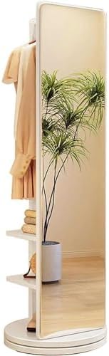 Schmuckschrank Schrank 360° Drehbarer Holzgarderobenständer Mit Ganzkörperspiegel 2-in-1-bodenspiegel Und Garderobenständer Wohnzimmer Schlafzimmer Garderobenspiegel, White, Mobile Schmuckschrank Schrank 360° Drehbarer Holzgarderobenständer Mit Ganzkörperspiegel 2-in-1-bodenspiegel Und Garderobenständer Wohnzimmer Schlafzimmer Garderobenspiegel, White, Mobile von Generic