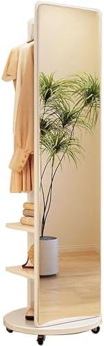 Schmuckschrank Schrank 360° Drehbarer Holzgarderobenständer Mit Ganzkörperspiegel 2-in-1-bodenspiegel Und Garderobenständer Wohnzimmer Schlafzimmer Garderobenspiegel, White, Rotating Schmuckschrank Schrank 360° Drehbarer Holzgarderobenständer Mit Ganzkörperspiegel 2-in-1-bodenspiegel Und Garderobenständer Wohnzimmer Schlafzimmer Garderobenspiegel, White, Rotating von Generic