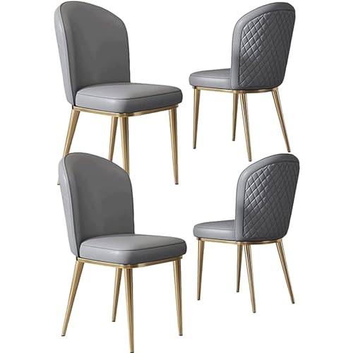 Schmutzabweisender Esszimmerstuhl, Küchenstühle 4er-Set, Beistellstuhl mit denen Metallbeinen, weicher Schminkstuhl aus Kunstleder fürs Schlafzimmer von Generic