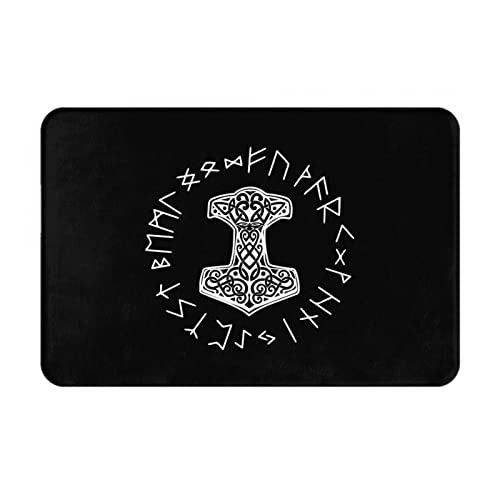 Schmutzfangmatte Mjolnir Und Runenrad, Symbol Der Nordischen Mythologie, 40X60Cm Fußmatte Resistente Badematte Weicher Badteppich Für Terrasse Couloir Cuisine von Generic