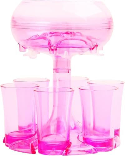 Schnapsgläser Spender Mit Halter, Acryl Transparent Bar Shot Spender, Cocktail Spender, Wasserspender Ausgießer Mit 6 Schnapsgläsern, Red Set Schnapsgläser Spender Mit Halter, Acryl Transparent Bar Shot Spender, Cocktail Spender, Wasserspender Ausgießer Mit 6 Schnapsgläsern, Red Set von Generic