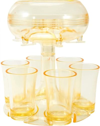 Schnapsgläser Spender Mit Halter, Acryl Transparent Bar Shot Spender, Cocktail Spender, Wasserspender Ausgießer Mit 6 Schnapsgläsern, Yellow Set von Generic