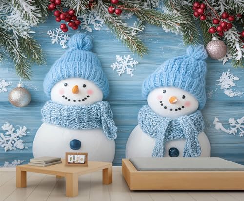 Schneemann Wandbilder Weihnachts Tapete für Kinderzimmer Hellblaue Holzwandtapete Tannenzweige und Rote Beeren Wandpapier für Schlafzimmer Poster Wandbild Wohnzimmer Esszimmer Dekoration Schneemann Wandbilder Weihnachts Tapete für Kinderzimmer Hellblaue Holzwandtapete Tannenzweige und Rote Beeren Wandpapier für Schlafzimmer Poster Wandbild Wohnzimmer Esszimmer Dekoration von Generic