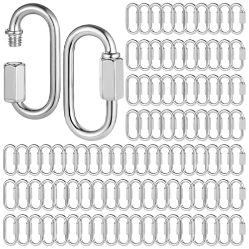 Schnellkettenglieder aus verzinktem Eisen für Sicherheit, M3,5 robuste D-förmige Glieder, Gewinde-Verriegelungsverbinder, Reparaturkette für Reisen und Outdoor-Ausrüstung, 78,9 kg Tragkraft, 100 Stück Schnellkettenglieder aus verzinktem Eisen für Sicherheit, M3,5 robuste D-förmige Glieder, Gewinde-Verriegelungsverbinder, Reparaturkette für Reisen und Outdoor-Ausrüstung, 78,9 kg Tragkraft, 100 Stück von Generic