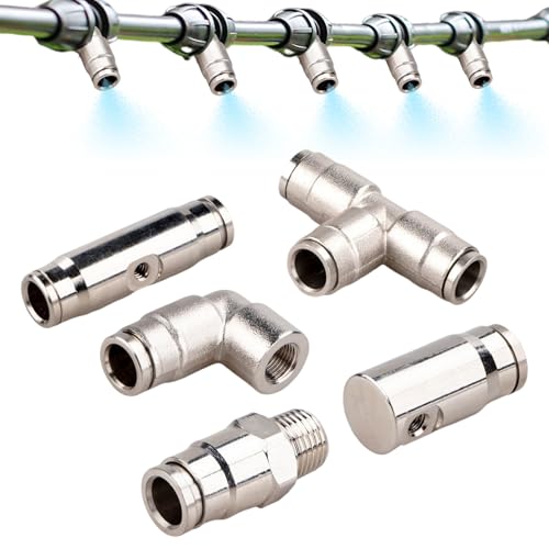 Schnellverbindungsdüsenset | Zerstäubungskupplung für den Außenbereich, gerade Winkel-T-Stück-Anschlüsse, Messingfitting für Kühlung, Gewächshaus, Outdoor-Zerstäubungsanwendungen Schnellverbindungsdüsenset | Zerstäubungskupplung für den Außenbereich, gerade Winkel-T-Stück-Anschlüsse, Messingfitting für Kühlung, Gewächshaus, Outdoor-Zerstäubungsanwendungen von Generic