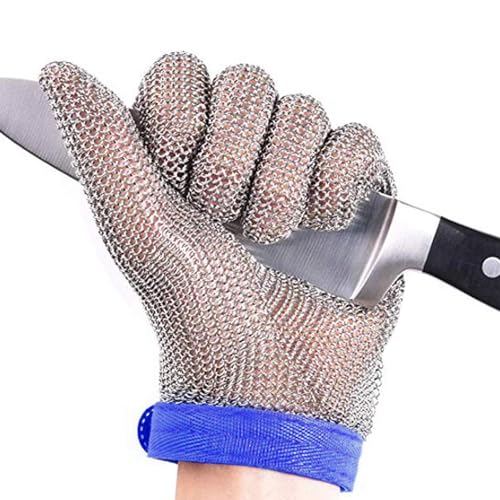 Schnittfeste Arbeitshandschuhe – Schnitthandschuhe in Lebensmittelqualität | Metallhandschuhe aus gewebtem Drahtgeflecht, schnittfeste Küchenhandschuhe der Stufe 5, Schutzhandschuhe von Generic