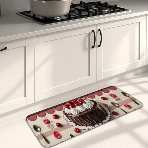 Schokoladen-Kuchenmatten für Boden, entzückendes süßes Dessert-Muster, weiche Matten, rutschfest, gepolstert, Dekor-Teppiche für Küchenspüle, Esszimmer, 40,6 x 129,9 cm von Generic
