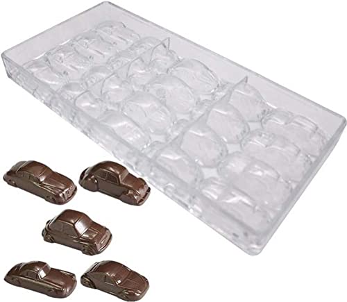 Schokoladenform aus Polycarbonat mit 20 Mulden, in Auto-Form, transparente Schokoladenform, Polycarbonat, klares Schokoladen-Backblech, handgefertigte Süßwarenhersteller, von Generic