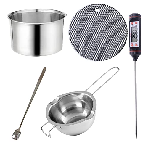 Schokoladenschmelztopf | Doppeltopf aus Edelstahl, Kochtopf mit Thermometer und Topflappen | fortschrittliches Schokoladenschmelz-Set, mit hitzebeständigem Griff zum Schmelzen von Generic