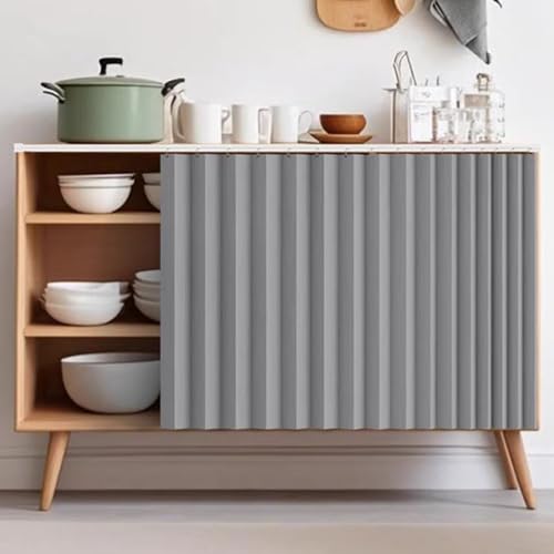 SchrankvorhäNge Kurze KüChenvorhäNge, Shade Privacy Closet Curtain with Mute Track for Storage Wardrobes,Bookshelves von Generic