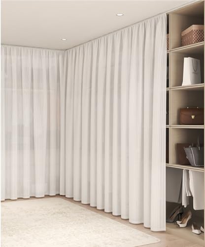 Schrankvorhang Zum Schieben Schlafzimmer, Raumteiler Vorhang für Regale Küche Schuhregal Staubdichter Schrank Vorhang Privatsphäre Scheibengardine Atmungsaktiv Waschbar von Generic
