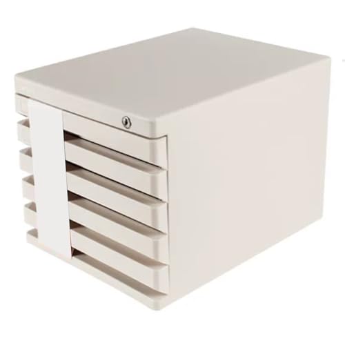 Schreibtisch-Aktenschrank Mit 5 Fächern – Kleiner, Abschließbarer A4-Organizer Aus Kunststoff Mit Schubladen Für Bürodokumente, Ordner Und Zubehör(Grigio) von Generic