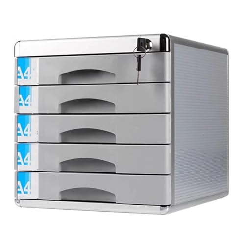 Schreibtisch-Aktenschrank Mit Schloss – Schubladenschrank Aus Aluminiumlegierung Mit 3/5/7 Ebenen Für Büro, Dokumente, Zubehör, Abschließbar, Kompaktes Design(5-Layers) von Generic