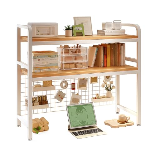 Schreibtisch Aufsatzregal Bücherregal 2-Tier Offene Fächer Kleine Schreibtischregale 98 cm Höhe Leicht zu Reinigen for Office Home Dormitory(115cm) von Generic
