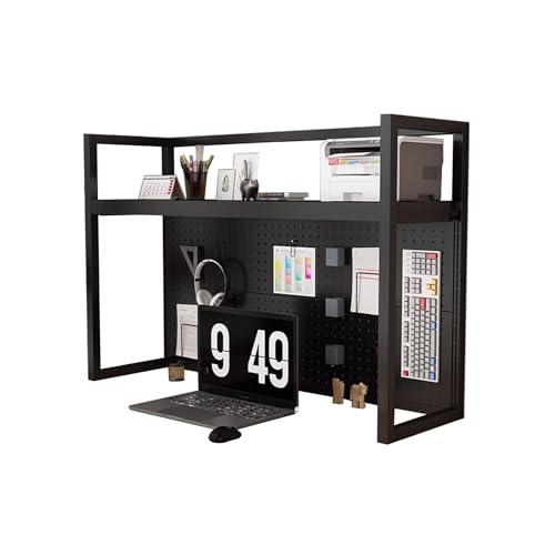 Schreibtisch Bücherregal Aufsatz 82 cm Höhe Hohe Tragkraft Tischregal Schreibtisch Metall Leicht zu Reinigen for Office Home Dormitory(Black,140cm) von Generic