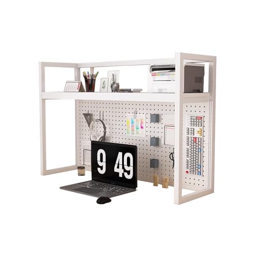 Schreibtisch Bücherregal Aufsatz 82 cm Höhe Hohe Tragkraft Tischregal Schreibtisch Metall Leicht zu Reinigen for Office Home Dormitory(White,120cm) von Generic