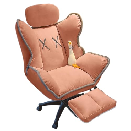 Schreibtisch-Drehstuhl für Arbeit/Schlafzimmer/Gaming Verstellbare Fußstütze Bequemer atmungsaktiver Stoff gepolsterter breites Kissen Liegesessel von Generic