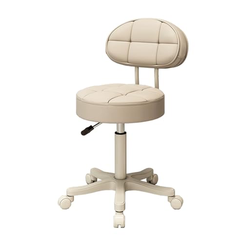 Schreibtisch Hocker Ergonomisch mit Lehne Höhenverstellbarer 43-55cm, Drehhocker mit Rollen Rückenlehne Erhältlich(White) von Generic
