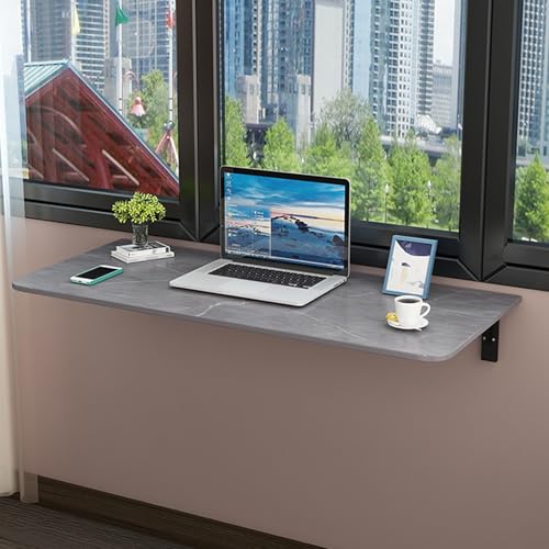 Schreibtisch Klappbar Wand Stabiler Wandklapptisch aus Massivholz Schwebender Schreibtisch mit Eisenhalterung, Klappbarer Tisch for Kleine Räume(Gray,40x60cm(16x24in)) von Generic