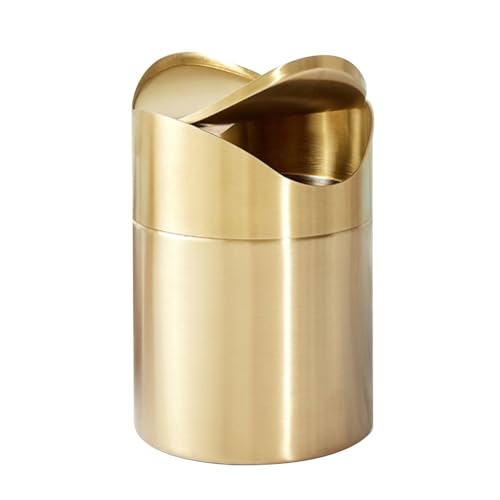 Schreibtisch-Mülleimer - Abfalleimer Tischeimer Desktop, Mülleimer mit Schwingdeckel | Mülltonne aus gebürstetem Edelstahl, 1,5-Liter-Abfallkorb, Lebensmittelabfallbehälter für die Verwendung von Generic