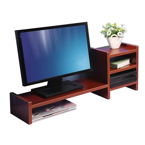 Schreibtisch Regalaufsatz Monitor Platzsparend Offene Fächer Tischregal Schreibtisch Computer Holz Hohe Tragkraft for Office Home Dormitory(Brown) von Generic