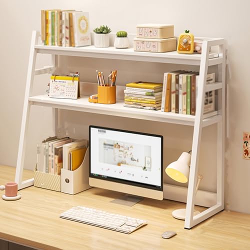 Schreibtisch Regalaufsatz Passen Sie Sich An Computer Unterschiedlicher Größe An, Schreibtisch Regal Hoch, 2-stöckig Bücherregal Schreibtisch Organizer (Color : Warm White, Size : 75cm) von Generic