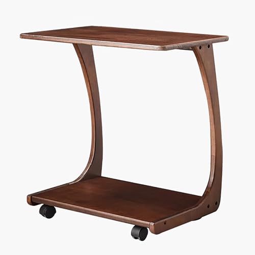 Schreibtisch in C-Form Kleiner Couchtisch for Sofa oder Loveseat Abnehmbarer Nachttisch aus Holz Snack-Tablett for Sofa for Wohnzimmer, Schlafzimmer(Brown,60 * 63cm/23.6 * 24.8in) von Generic