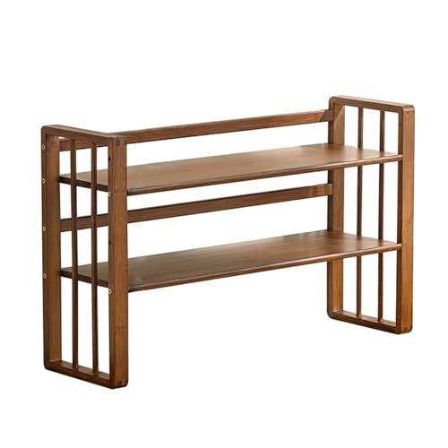 Schreibtischregal, Schreibtischablage mit Platzsparendem Design Stabil und Langlebig, Höhenverstellbarer Offener Desk Shelf for Dorm Haus und Büro(2layer Walnut,46x19X40) von Generic