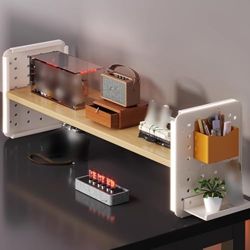 Schreibtischregal, X Form Stütze for Stabilität Verstärkte Holzkanten Seitenabwehr Tiefes Fach, Multifunktionales Aufbewahrungsregal for Büro Zuhause Wohnheim(White,60 * 22 * 15cm) von Generic