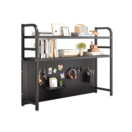 Schreibtischregal 98 cm Höhe Schreibtisch Bücherregal Aufsatz Platzsparend Tischregal Schreibtisch Metall Offene Fächer für Home Office, Wohnung(Black,55cm) von Generic