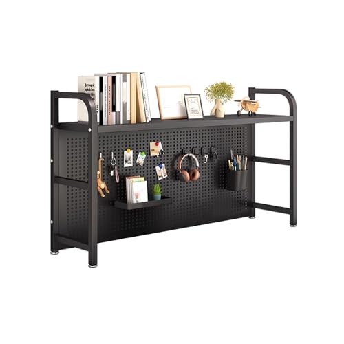 Schreibtischregal Klein Metall 68 cm Höhe Bücherregal Schreibtisch Organizer Hohe Tragkraft Schreibtisch für Home Office, Wohnung(Black,55cm) von Generic