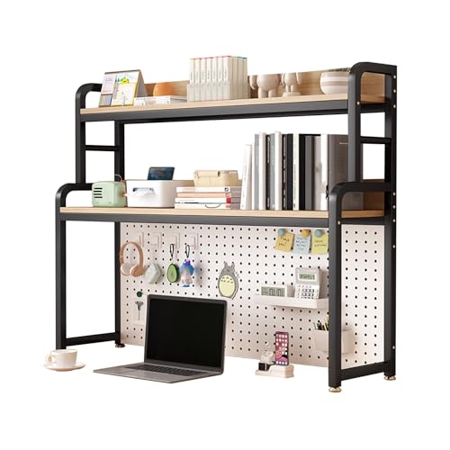 Schreibtischregal Platzsparend Schreibtisch Bücherregal Aufsatz 107 cm Höhe Tischregal Schreibtisch Monitor Offene Fächer for Office Home Dormitory(Black,105cm) von Generic