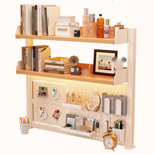 Schreibtischregal Weiss, Holz und Metall Monitorständer Lochwand Organizer, Desk Shelf für Büro, Zuhause, Arbeitszimmer, Wohnheim(Clip-on Style,60x20x95) von Generic