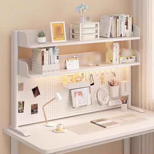 Schreibtischregal mit Lochplatte, Metallablage Starker Karbonstahlrahmen Stabil Design, Mehrschicht Organizer, für Büro Studienzimmer Wohnheim(White,120 * 23 * 95) von Generic