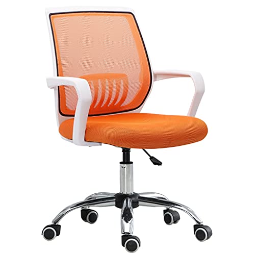 Schreibtischstuhl, Bürostuhl, Netz-Schreibtischstuhl, ergonomischer Computerstuhl mit Lordosenstütze, Verstellbarer Chefsessel, rollende Drehstühle, Computerstuhl (Farbe: Orange) Stabilize von YRPEVFGAS